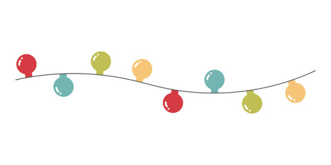 Christmas garland with colourful light bulbs