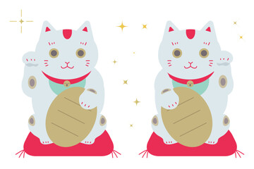 招き猫のイラストセット　年賀状イラスト素材