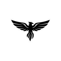 Obraz premium Eagle logo silhouette vector illustration, Phoenix silhouette icon, Falcon silhouette logo