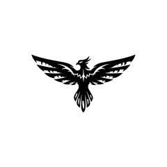 Eagle logo silhouette vector illustration, Phoenix silhouette icon, Falcon silhouette logo