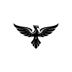 Phoenix with wing silhouette logotype icon and vector illustration