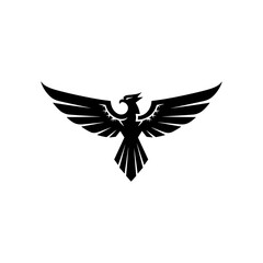 Phoenix with wing silhouette logotype icon and vector illustration