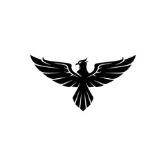 Stylized Phoenix silhouette icon, Silhouette of eagle with wings