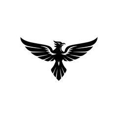 Eagle logo silhouette vector illustration, Phoenix silhouette icon, Falcon silhouette logo