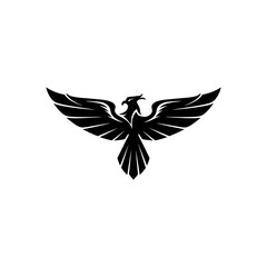 Obraz premium Phoenix with wing silhouette logotype icon and vector illustration