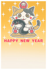 年賀状　かわいい　猫　巳年