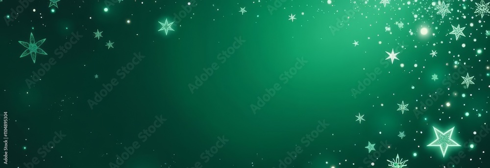 Poster a green background with a row of stars and a bright star in the middle