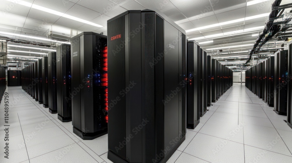 Wall mural quantum computing and ai technology, with advanced data centers