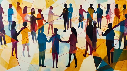 Interconnected People Forming A Network Of Relationships