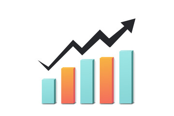 upward trending bar graph simple flat logo illustration