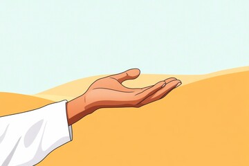A minimalist illustration of a hand in motion lines, symbolizing an animated goodbye