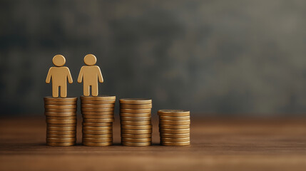 Coins stacked with family figures