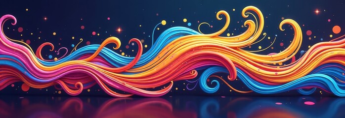 A colorful, curvy line with a lot of dots