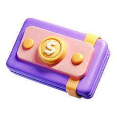 Banknote 3d  cartoon style illustration 