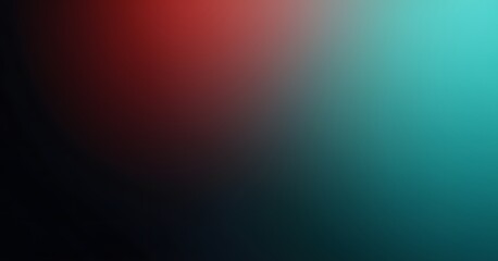 Obraz premium A smooth gradient transitioning from deep red to teal, blending into a dark background, evoking a sense of depth and contrast.