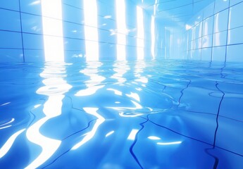 Fototapeta premium Serene Reflection in a Modern Aquatic Space with Soft Lighting and Tranquil Water Surface Creating a Calm and Inviting Atmosphere for Relaxation and Reflection