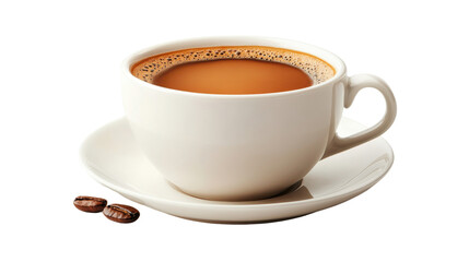 Fototapeta premium cup of coffee with beans isolated on white background