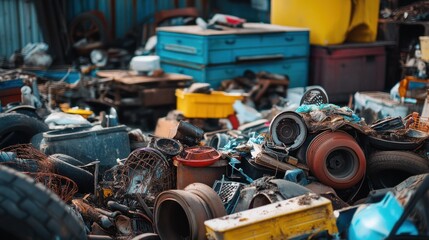 Fototapeta premium Circular economy practices, with repaired and repurposed items