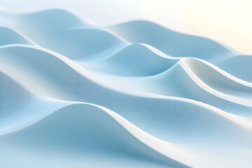 Fototapeta premium Soft, flowing waves of light blue fabric create a tranquil and serene visual effect.