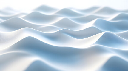 Fototapeta premium Soft, undulating waves of fabric in shades of white and blue, evoking tranquility.