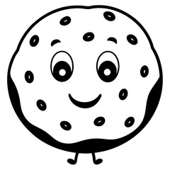 Smiling Cookie with Chocolate Chips with white background 