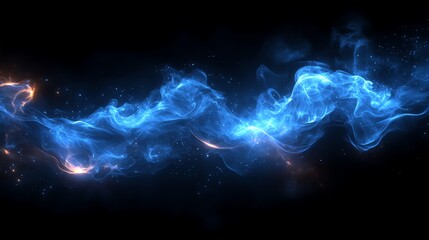 Abstract blue smoke waves on a dark background creating a mystical atmosphere.