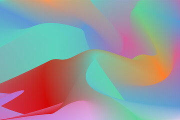 A vibrant abstract image with soft, colorful gradients blending hues of green, blue, pink, and red, forming smooth, flowing shapes that evoke a dreamy and dynamic atmosphere
