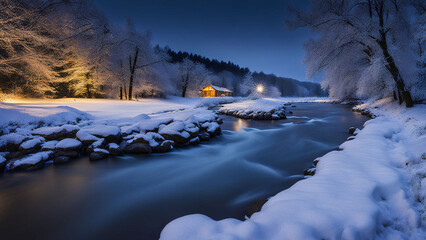 Fototapeta premium river in winter