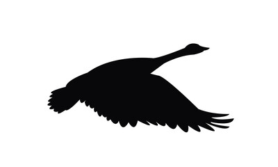 Flying Goose Bird Silhouette Design  And Vector Illustration. 