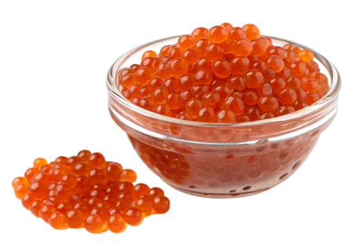 salmon roe or red caviar isolated on white background as transparent. PNG. AI GENERATED