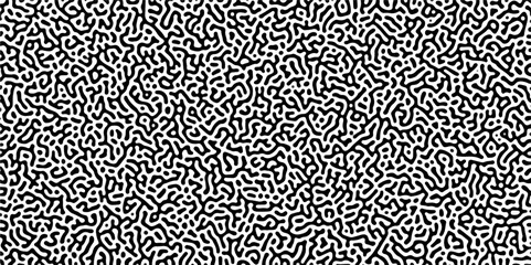 Organic seamless patterns with rounded lines Diffusion reaction background. Monochrome background of natural organic forms motion. Overlay template abstract Turing organic wallpaper background.