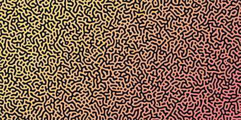 Abstract Reaction-diffusion Turing pattern natural texture orange and yellow gradient color scheme. Linear design with biological algorithm psychedelic background. Reaction-diffusion or truing patter