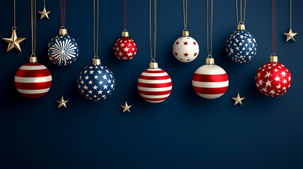 Patriotic ornaments with flags and stars.