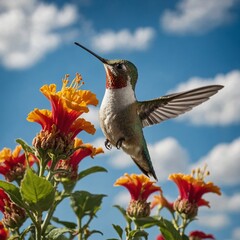 Fototapeta premium hummingbird and flower