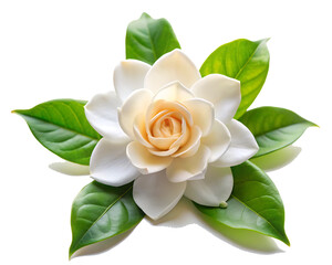 Fototapeta premium Gardenia Flower isolated on white background as transparent. PNG. AI GENERATED