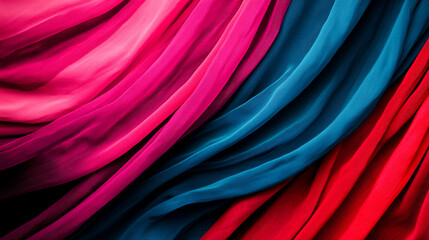 Vibrant colorful fabric texture in dynamic flow