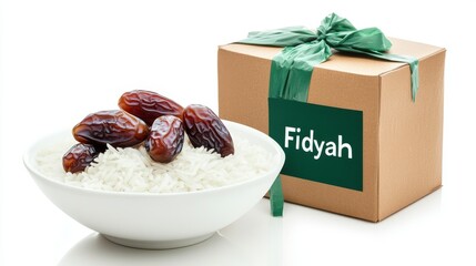 Rice and Dates Beside Donation Box for Charity Purpose