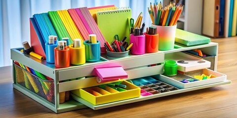 Desk Organizer with Office Supplies - AI Photography