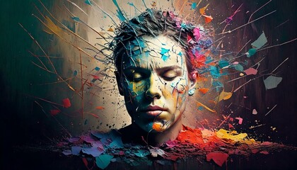 Fragmented Thoughts A Visual Symphony of Inner Chaos and Creativity