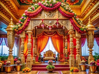 Hindu Wedding Mandap in Temple - AI Photorealistic Macro