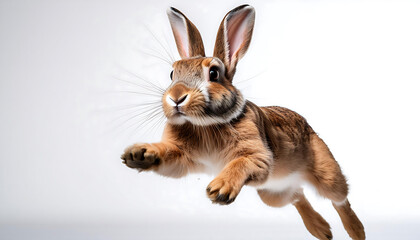 Fototapeta premium Graceful Leap: Rabbit in Motion