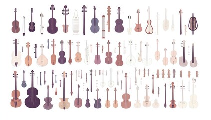 A Comprehensive Collection of Stringed Instruments: From Violins to Cellos, a Diverse Array of Musical Instruments