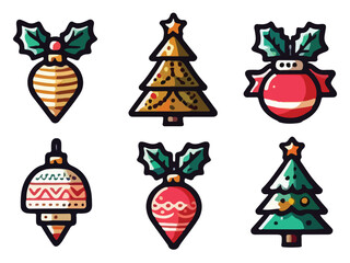 Festive Christmas Icons Vector Illustration Art & Illustration