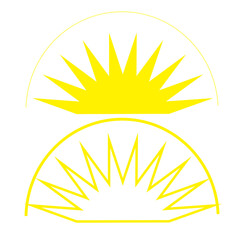 Sun logo light icon in filled and outline. Vector illustration.