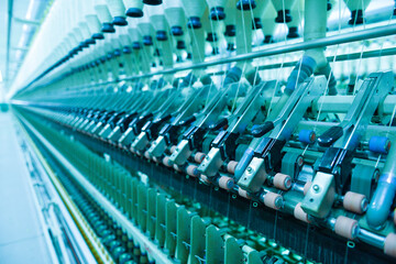Fototapeta premium Cotton textile factory equipment is in operation
