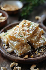 Rava barfi in the plate