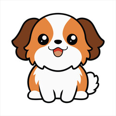 Fototapeta premium Cute Baby Cartoon Japanese Chin Dog Sitting Vector Illustration 