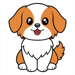 Cute Baby Cartoon Japanese Chin  Dog Sitting Vector Illustration 