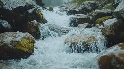 Close-up of a Flowing Stream