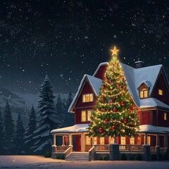 Obraz premium Christmas tree in the night